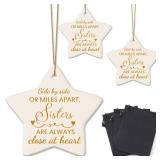Cunhill 3 Pieces Sister Gift Christmas Ornament 2025 Star Shape with Rope Ceramic Tree Friendship Ornaments for Sister and Women Christmas Birthday Gift - Retail: $20,369