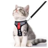 NCMAMA Cat Harness and Leash Set for Walking Escape Proof, Soft Adjustable Kitten Harness Breathable Mesh with Reflective Strips Harness for Kitty Puppy Bunny (Black, Large) - Retail: $16
