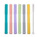 Hollow Teething Tubes Toys for Babies Girls Boys, 5 Pack Silicone Baby Teether Toy Tube for Infants with Nursing Biting Chewing, Chew Straws for Toddlers 6-12 Months (Style B) - Retail: $8