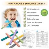 Hollow Teething Tubes Toys for Babies Girls Boys, 5 Pack Silicone Baby Teether Toy Tube for Infants with Nursing Biting Chewing, Chew Straws for Toddlers 6-12 Months (Style B) - Retail: $8