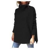 LILLUSORY Oversized Turtleneck Pullover Sweater Women 2025 Long Tunic Cozy Winter Trendy Plus Size Poncho Cowl Neck Cute Casual Early Fall Fashion Must Have Work Old Money Clothes Outfit Clothing Larg