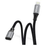 AGVEE 6.6ft Lightning Extension Cable, Braided Female to Male Extender Full Function Cord Compatible with iPhone iPad, Data Sync Video Audio & Charging Connector Adapter, Dark Gray - Retail: $10
