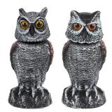 Hedoc 2 Pack Fake Owl Decoys to Scare Birds Away, Rotating Head Bird Deterrents, Nature Enemy Scarecrow Plastic Statues, Pest Repellent for Gardens and Patios - Retail: $22