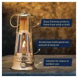 Oil Lamp - 10â Tall Miners Lamp with Brass Body, Glass Chimney, and Mesh Screen - Handmade Decorative Kerosene Lantern - Oil Lamps for Indoor or Outdoor Use by Kings County Tools - Retail: $66
