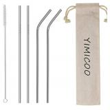 4PCS Reusable Metal Straws,8.5\" Stainless Steel Straws with Case -Cleaning Brush for 20 Oz for Tumblers (Silver) - Retail: $4