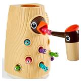 TOP BRIGHT Montessori Toys for 2 Year Old Girl and Boy, Fine Motor Skills Toddler Toys Age 2-4, Woodpecker Worm Toy Magnetic Bird Feeding Game - Retail: $20