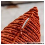 Kevin Textile Set of 2 Fall 24x24 Pillow Covers Striped Textured Velvet Corduroy Decorative Europe Sham Couch Throw Pillow Cushion Cover for Seasonal Autumn, (60x60 cm), Burnt Brick - Retail: $23