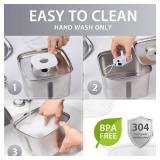 PRE OWNED Veken Innovation Award Winner Stainless Steel Cat Water Fountain, 95oz/2.8L Automatic Pet Fountain Dog Water Dispenser with Replacement Filters & Silicone Mat, Gifts for Cats, Dogs (Silver) 