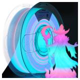 AMOLEN PLA Filament Glow in The Dark, Rainbow 5M Pink, Purple, Green, Blue, Multicolor Fast Change 3D Printer Filament 1.75mm, Best with UV Lamps, 1KG Spool (2.2lbs), Dimensional Accuracy +/- 0.02 mm 
