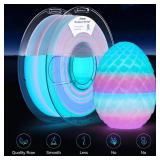 AMOLEN PLA Filament Glow in The Dark, Rainbow 5M Pink, Purple, Green, Blue, Multicolor Fast Change 3D Printer Filament 1.75mm, Best with UV Lamps, 1KG Spool (2.2lbs), Dimensional Accuracy +/- 0.02 mm 