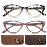 EYEURL Cat Eye Reading Glasses for Women 2 Pair Blue Light Blocking Readers 0.50 Comfort Spring Hinge Lightweight Eyeglasses Anti Glare for Ladies - Retail: $18
