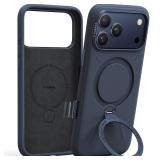 TORRAS Q3 Silicone 360 Spin for iPhone 17 Pro Case with Stand, Fit for MagSafe, Magnetic Ring Kickstand with Camera Control, Liquid Silicone Rubber Soft Phone Case for iPhone 17 Pro 6.3