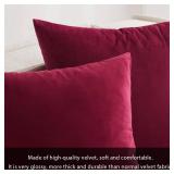 MIULEE Pack of 2 Velvet Soft Solid Decorative Throw Pillow Covers Burgundy Pillowcases for Sofa Bedroom Couch Car,18x18 Inch Wine Red - Retail: $15