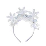 ZASKHLD 1Pcs Shiny Christmas Headband White Snowflake Headbands with Laser Foil Strips Designs New Year Hair Accessories Winter Hair Bands for Women Xmas Party Supplies - Retail: $8