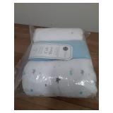 American Baby Company 3 Pack 100% Natural Cotton Fitted Crib Sheets 52\" x 28\" - Soft, Breathable, Hypoallergenic & Gentle Toddler Bed Sheets, Blue Stars/Blue/White, Neutral for Boys & Girls - Retail