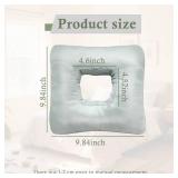 Yuibthr Ear Piercing Pillow for Side Sleepers with Ear-Shaped Hole for Ear Pain, Reversible Satin & Cotton Washable and Adjustable Ergonomic Ear Guard Protector for Side Sleeping (Square) - Retail: $1