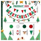 VitalCozy 3 pcs Pre Strung Merry Christmas Banner Felt Merry Christmas Garland Felt Pennant Flag Xmas Sign Outdoor Indoor Decoration for Holiday Party Supplies Home Porch(Red, Green,Classic) - Retail: