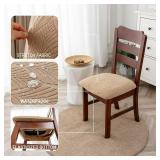 Genina Waterproof Dining Room Chair Cover Set of 6, Stretch Jacquard Seat Covers for Dining Room Chairs, Kitchen Parsons Chair Covers Slipcover Protector - Retail: $33