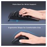 MISSING RECIEVER Ergonomic Keyboard and Mouse Combo, Full Size Cordless Computer Keyboard with Palm Wrist Rest Ergonomic Mouse for Windows Computers Laptops - Black - Retail: $36