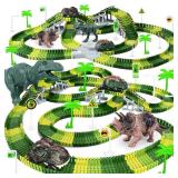 Dinosaur Toys,Create A Dinosaur World Road Race,Flexible Track Playset and 2 pcs Cool Dinosaur car for 3 4 5 6 Year & Up Old boy Girls Best Gift - Retail: $24