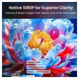 WISHOLY Mini Projector Native 1080P, Portable Outdoor Movie Projector with WiFi and Bluetooth, 4K Supported, Compatible with Smartphone, HDMI, USB, TV Stick, PS5 for Home Theater, Bedroom, Outdoor Use