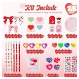 Deerher Valentines Day Gifts for Kids - 28 Pack Giant Colorful Stationery Set with Valentine