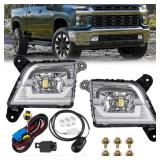 RANSOTO LED Fog Lights for 2019-2023 Chevy Silverado 1500 2500HD 3500HD, Front Bumper Driving Fog Lamps Assembly with Switch & Wiring Harness Kit, Waterproof IP67 White Foglights Replacement (Pair) - 