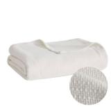 Madison Park Freshspun Basketweave Luxury Cotton Blanket Cream 90x90\" Full/Queen Size Basketweave Premium Soft Cozy 100% Cotton For Bed, Couch or Sofa - Retail: $33