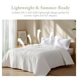 Madison Park Freshspun Basketweave Luxury Cotton Blanket Cream 90x90\" Full/Queen Size Basketweave Premium Soft Cozy 100% Cotton For Bed, Couch or Sofa - Retail: $33