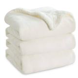 Bedsure GentleSoft Sherpa Fleece Blanket Queen Size for Bed, Non-Heated, Thick and Warm Throw for Women and Men, Soft Fuzzy Plush Queen Blanket for Winter, Cream, 90x90 Inches - Retail: $54
