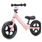 Youthkkee 12 Inch Toddler Balance Bike for 1-3 Year Olds, No-Pedal Bike with Tool-Free Adjustable Seat, Quick Assembly, Gift for 1-3 Year Old Boys & Girls with Customizable Plate - Retail: $32