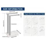 NearMoon Hand Towel Holder with Balanced Marble Base, SUS304 Stainless Steel Stand Towel Ring L Shape Hand Towel Rack Free-Standing Towel Bar for Bathroom Kitchen Countertop(Double Rod Brushed Nickel)