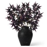 Vase Not Included Janinka 29\" Fall Artificial Japanese Maple Leaves Stem Fake Fall Maple Leaves Stem Autumn Faux Bushes for Vase Farmhouse Table Centerpiece Halloween Thanksgiving Decor 3 Pcs(Black C