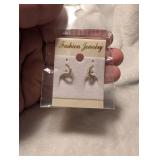 Crystal Accent Gold Tone Huggie Hoop Earrings