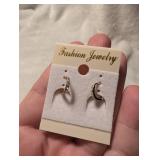 Crystal Accent Gold Tone Huggie Hoop Earrings