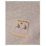 Crystal Accent Gold Tone Huggie Hoop Earrings