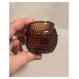 Amber Hobnail Glass Votive Candle Holders - 4 ct