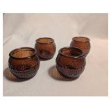 Amber Hobnail Glass Votive Candle Holders - 4 ct