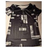 Modern Abstract Print Shirt with Zipper Detail - Size Medium