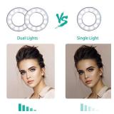 NexiGo 3.5 Inch Dual Selfie Ring Light with Moible Phone & Webcam Holder, 3-Light Modes, 10 Brightness Levels, LED Ringlight with Tripod Stand, for Live Streaming Makeup Video Conference