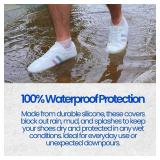 Waterproof Silicone Rubber Shoe Covers for Rain, Non-Slip Easy-handy Water Resistant Overshoes Outdoor Cycling Hiking Protectors Apply to Men, Women, Kids (Large, BLACK)