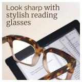 Miyya Stylish Reading Glasses for Women, Cheaters Eyeglasses, Oversized Blue Light Readers, Fashion Eye Glasses +1.75 3 Pairs