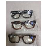 Miyya Stylish Reading Glasses for Women, Cheaters Eyeglasses, Oversized Blue Light Readers, Fashion Eye Glasses +1.75 3 Pairs