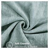 DecorUhome Spring Chenille Soft Throw Pillow Covers 20x20 Set of 2, Farmhouse Velvet Neutral Decorative Pillow Covers with Stitched Edge for Couch Sofa Bed Home Decor, Aqua Haze