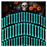 TORINALITAL 120Pcs Halloween Mini Bones, Miniature Glow Decorations, Artificial Plastic Skeleton for Gatherings Decoration Caveman Theme Costume Supplies