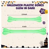 TORINALITAL 120Pcs Halloween Mini Bones, Miniature Glow Decorations, Artificial Plastic Skeleton for Gatherings Decoration Caveman Theme Costume Supplies