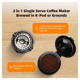 Horavie Mini Single Serve Coffee Maker for K Cup and Ground Coffee, Fast Brew One Cup Coffee Machine with Descaling Reminder and Water Window, 6 to 12 oz. Brew Sizes, Black
