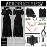 Ramede 9 Pcs Medieval Fairy Renaissance Costume Accessories for Women Elf Dresses Irish Witch Costume Outfit(X-Large,Black)