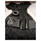 Ramede 9 Pcs Medieval Fairy Renaissance Costume Accessories for Women Elf Dresses Irish Witch Costume Outfit(X-Large,Black)