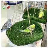 FlidRunest Large Bird Foraging Mat Toys, Natural Bird Grass Hammock Swing Toy with Hooks, Climbing Perch Hanging Toy for Parakeets, Parrot, Cockatiels, Bearded Dragon, Snake